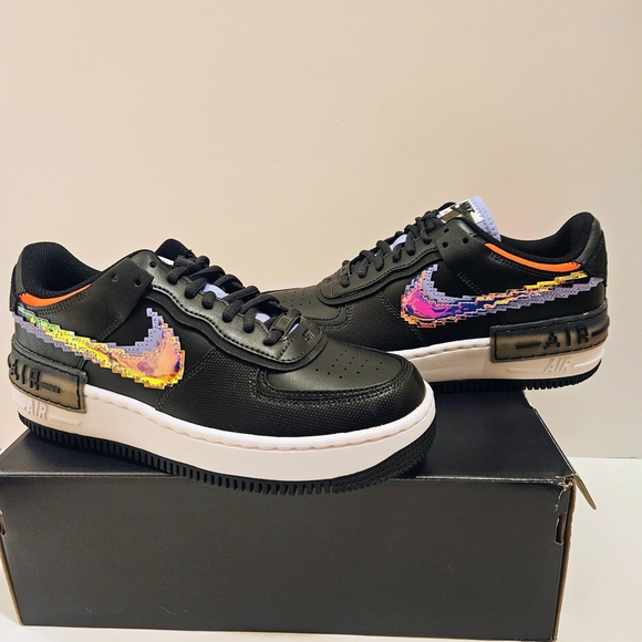 Nike Women's Air Force 1 Shadow SE Black with Multicolor Accents - Picture 3 of 8